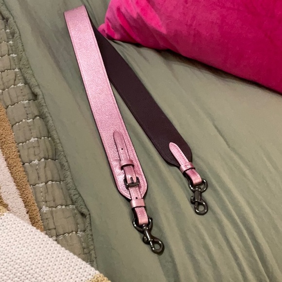 Coach Other - Pink Leather Adjustable Bag Strap - Metallic Pink